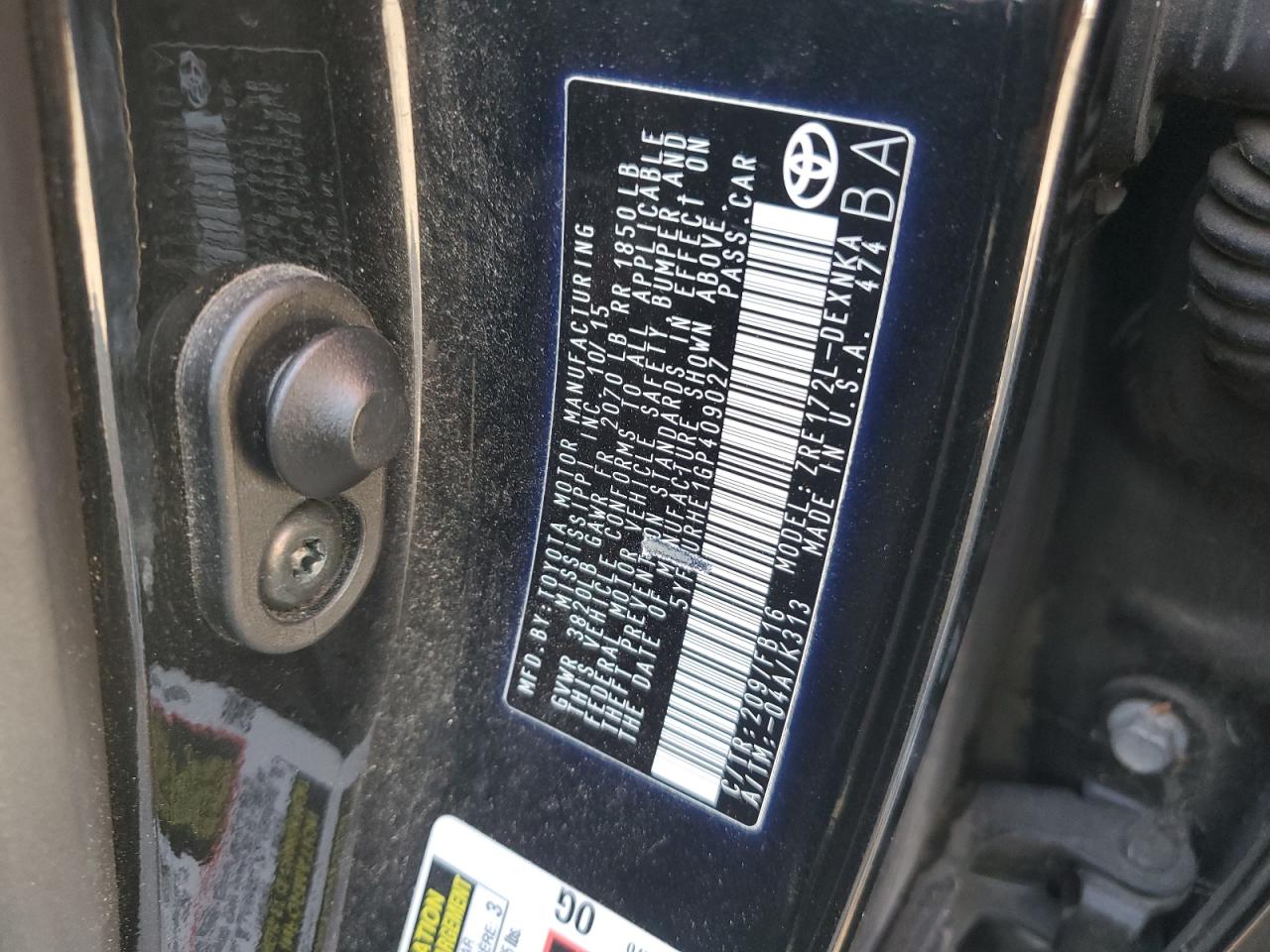 2016 Toyota Corolla L VIN: 5YFBURHE1GP409027 Lot: 86597355