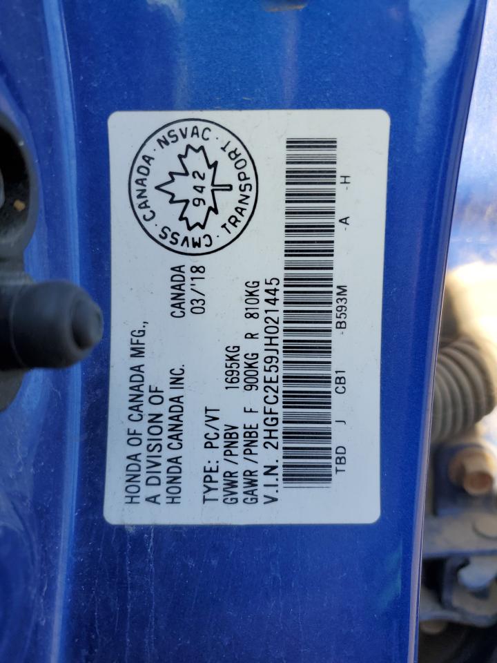 2018 Honda Civic Lx VIN: 2HGFC2E59JH021445 Lot: 84231415