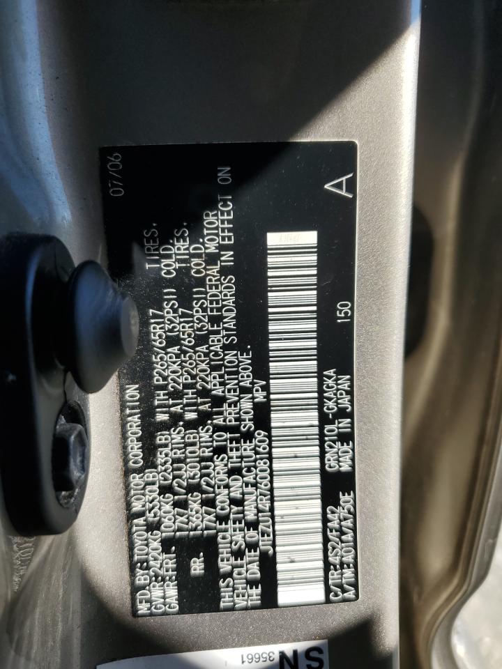 2006 Toyota 4Runner Sr5 VIN: JTEZU14R760081609 Lot: 86322215