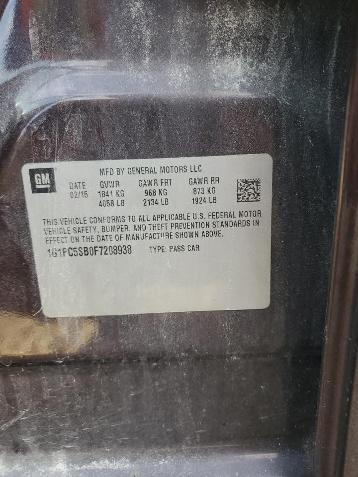 2015 Chevrolet Cruze Lt VIN: 1G1PC5SB0F7208938 Lot: 82385195