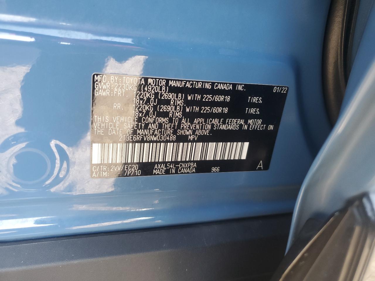 2022 Toyota Rav4 Xse VIN: 2T3E6RFV8NW030488 Lot: 84864355