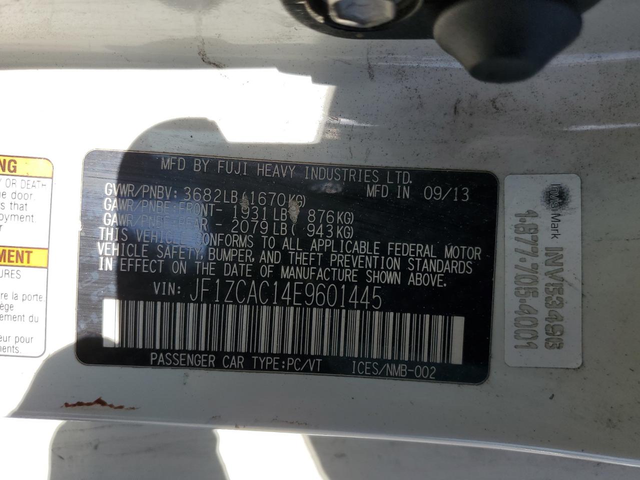 2014 Subaru Brz 2.0 Limited VIN: JF1ZCAC14E9601445 Lot: 85164445