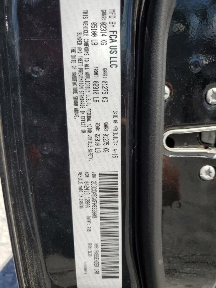 2015 Chrysler 300 S VIN: 2C3CCABGXFH833009 Lot: 86876965