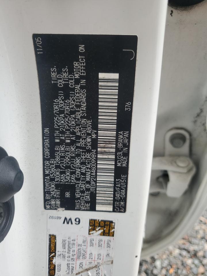 2006 Toyota Highlander Limited VIN: JTEDP21A460099894 Lot: 86456905