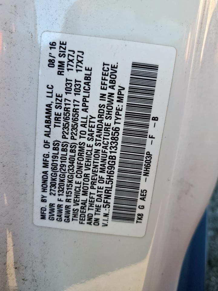 2016 Honda Odyssey Exl VIN: 5FNRL5H69GB133856 Lot: 86610165