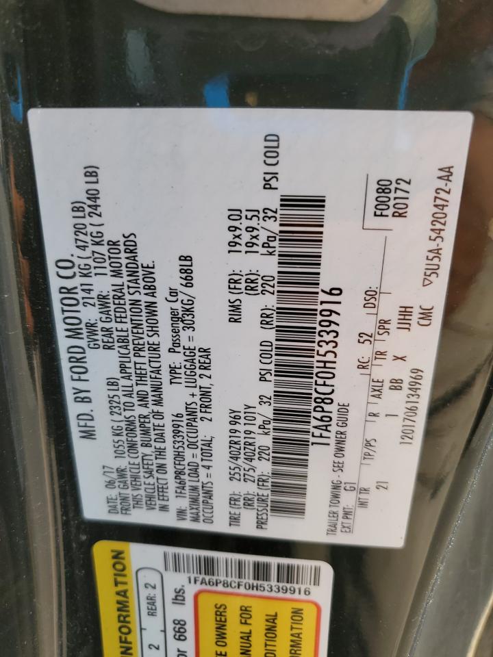 2017 Ford Mustang Gt VIN: 1FA6P8CF0H5339916 Lot: 82131155