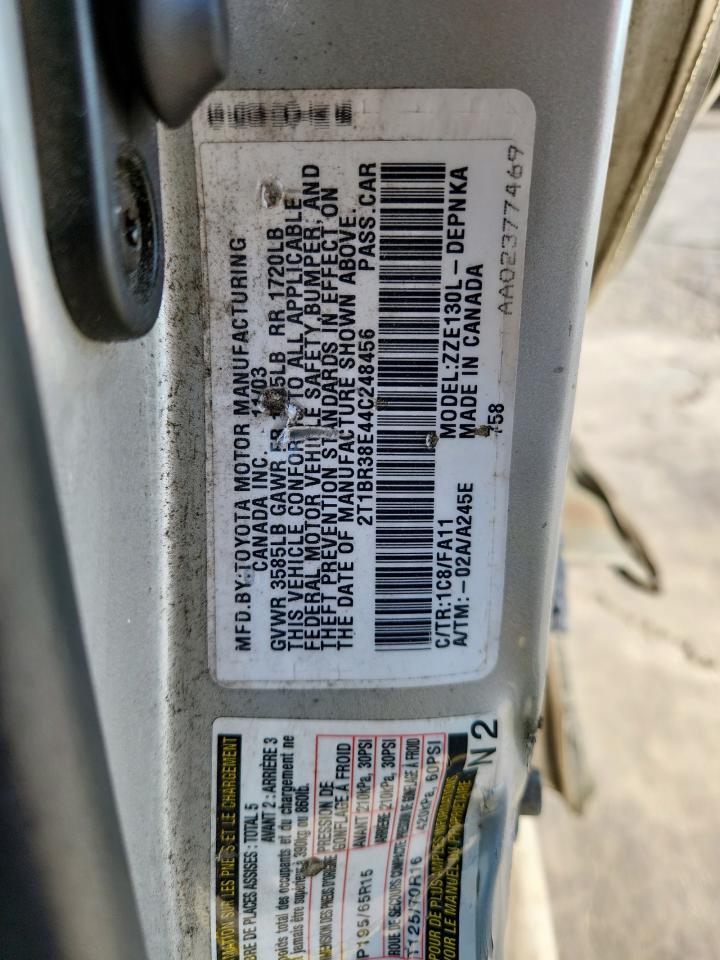 2004 Toyota Corolla Ce VIN: 2T1BR38E44C248456 Lot: 84418475