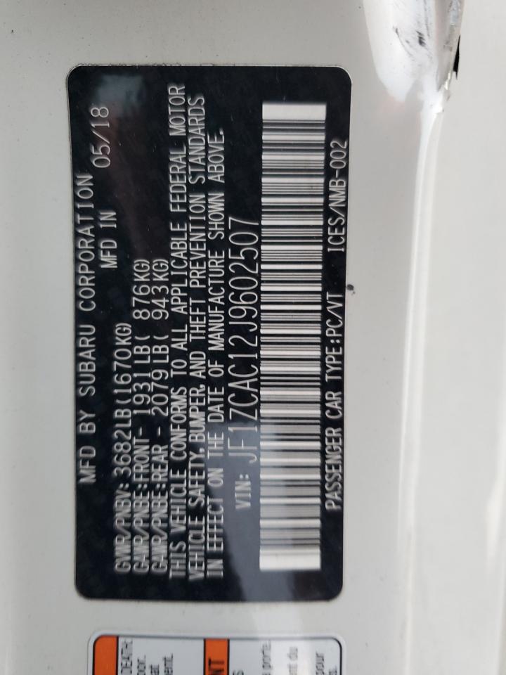 2018 Subaru Brz 2.0 Limited VIN: JF1ZCAC12J9602507 Lot: 87126265