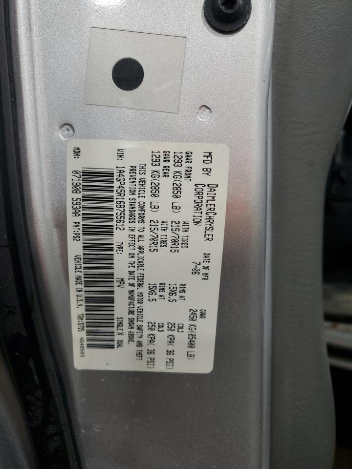 2006 Chrysler Town & Country VIN: 1A4GP45R16B755612 Lot: 71114775