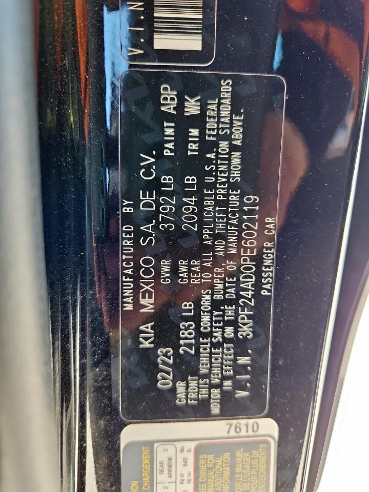2023 Kia Forte Lx VIN: 3KPF24AD0PE602119 Lot: 82261565