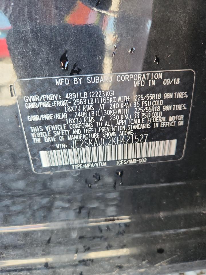 2019 Subaru Forester Limited VIN: JF2SKAUC2KH421527 Lot: 85150205