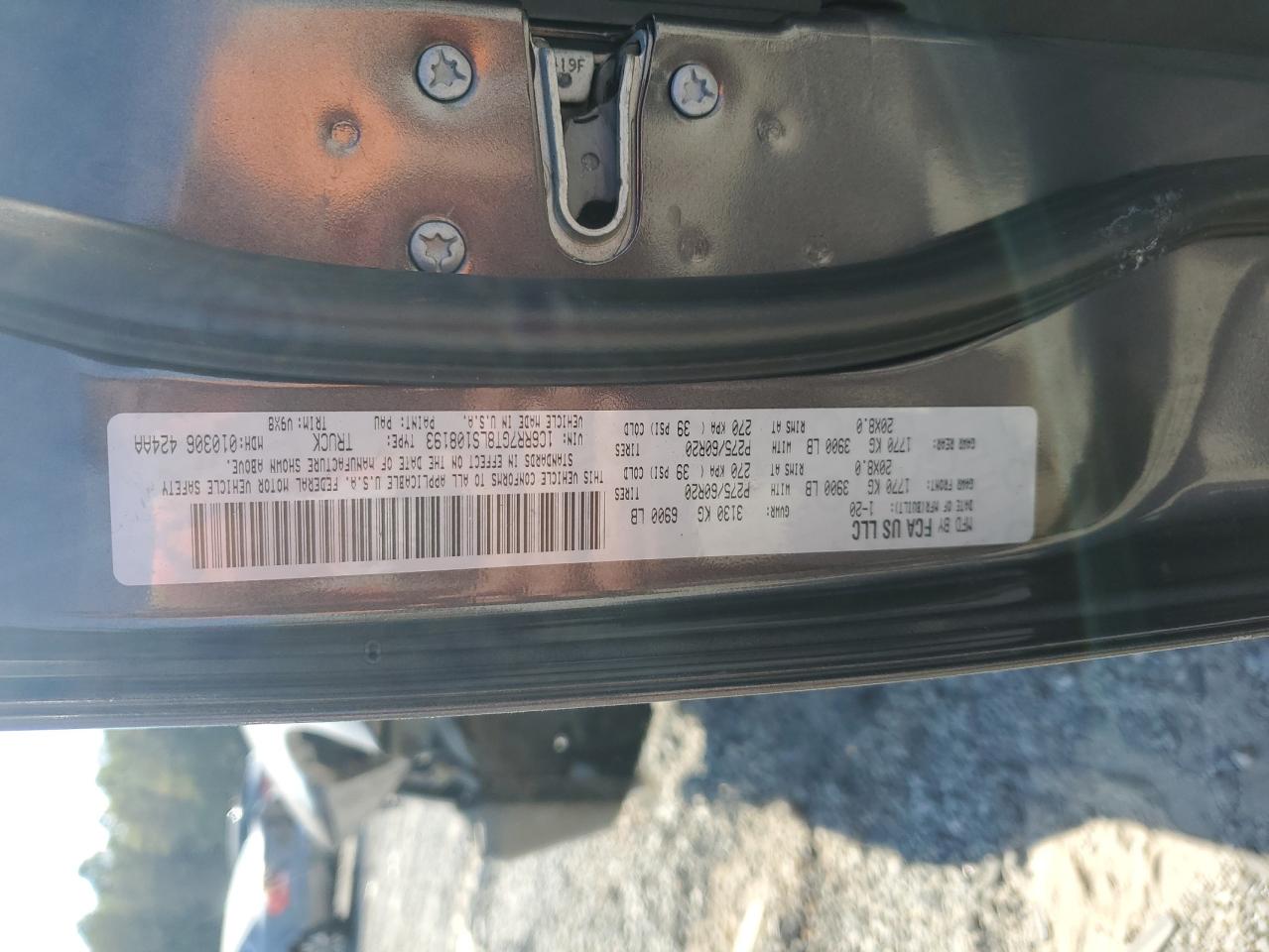 2020 Ram 1500 Classic Warlock VIN: 1C6RR7GT8LS108193 Lot: 86842925