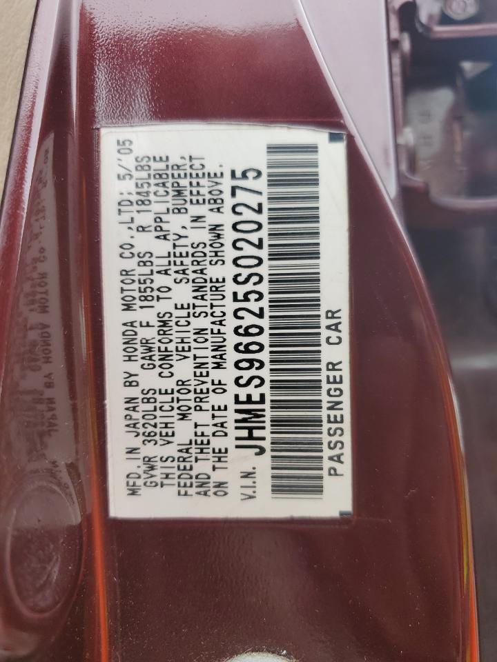 2005 Honda Civic Hybrid VIN: JHMES96625S020275 Lot: 82356755