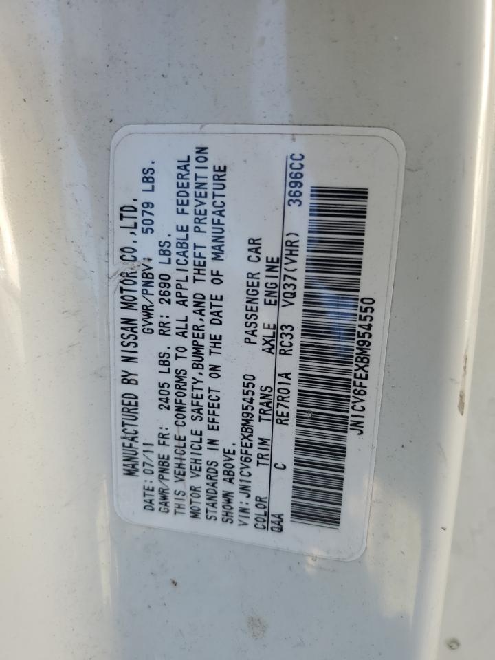 2011 Infiniti G37 Base VIN: JN1CV6FEXBM954550 Lot: 85521895