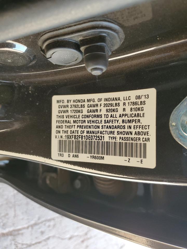 2013 Honda Civic Ex VIN: 19XFB2F81DE072531 Lot: 85363445