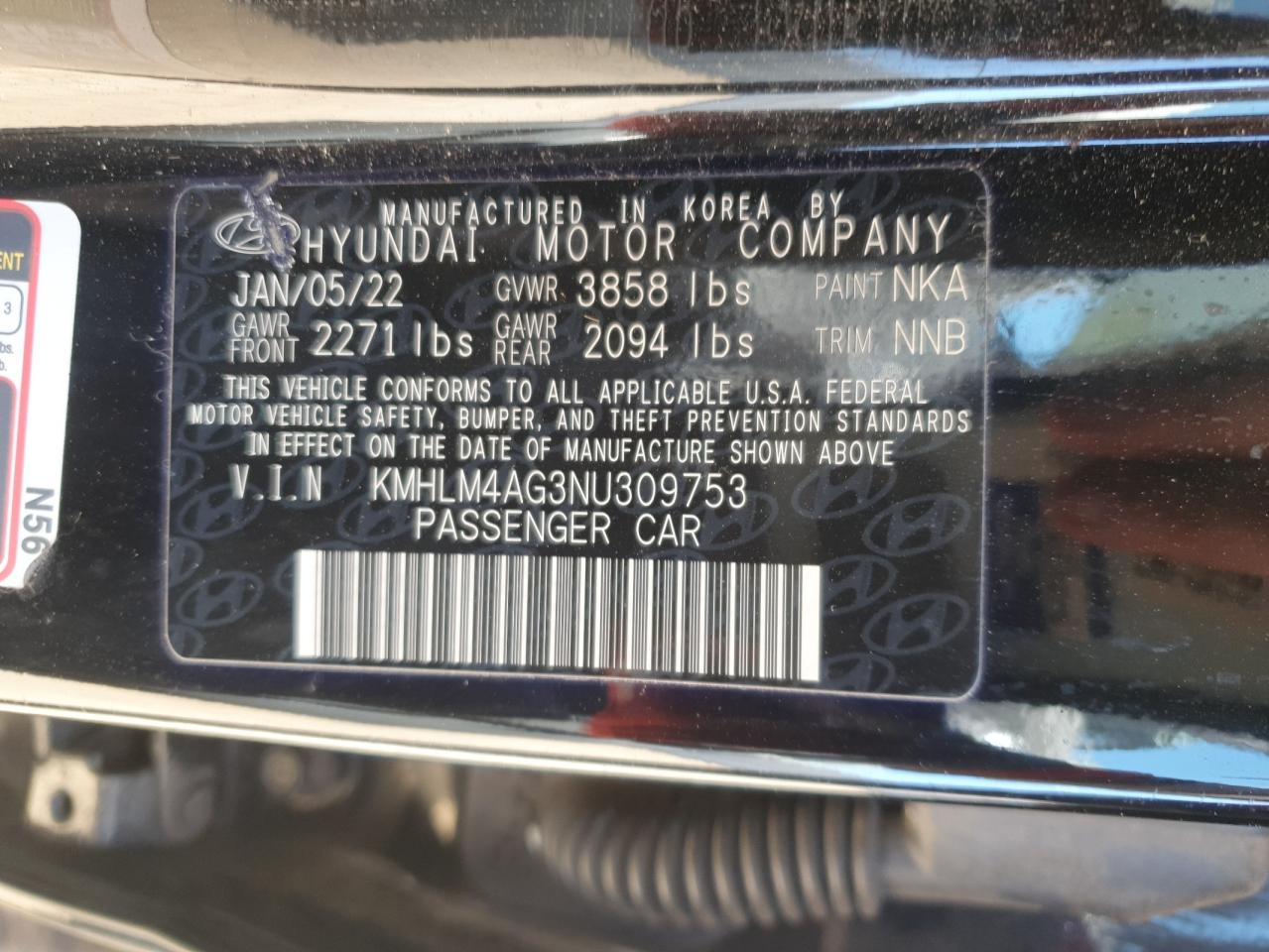 2022 Hyundai Elantra Sel VIN: KMHLM4AG3NU309753 Lot: 90376965