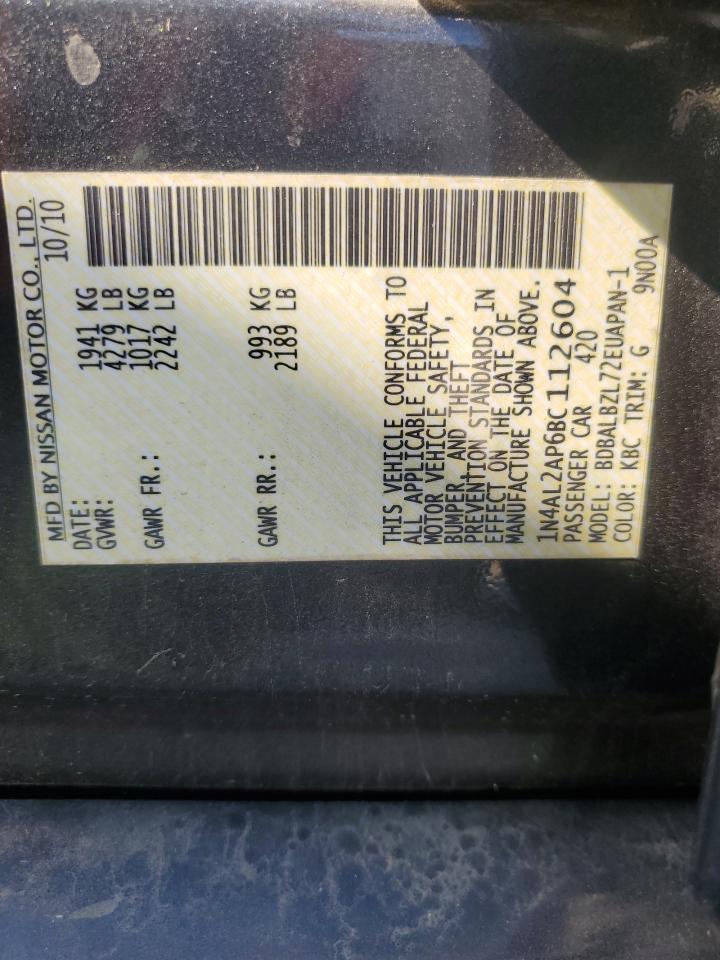 2011 Nissan Altima Base VIN: 1N4AL2AP6BC112604 Lot: 85346335