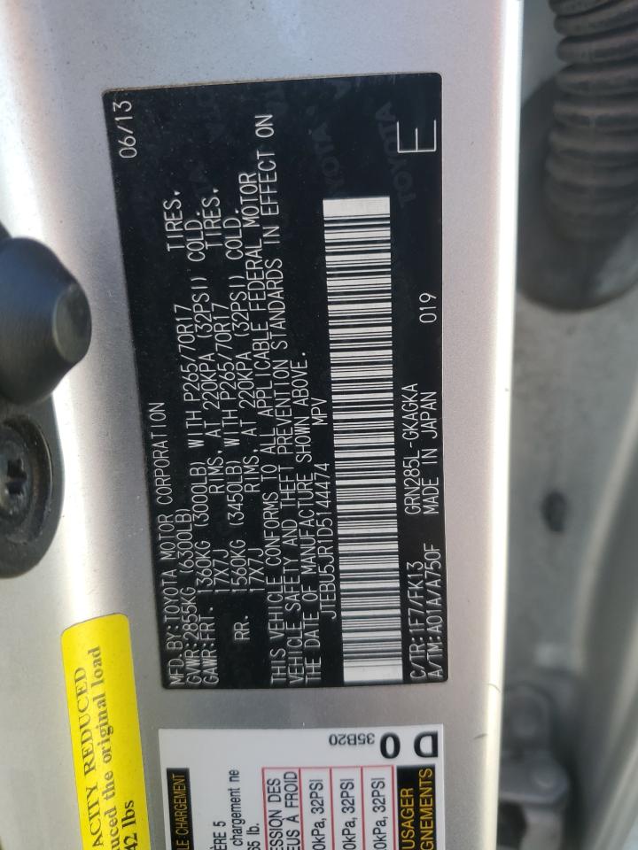 2013 Toyota 4Runner Sr5 VIN: JTEBU5JR1D5144474 Lot: 85534105