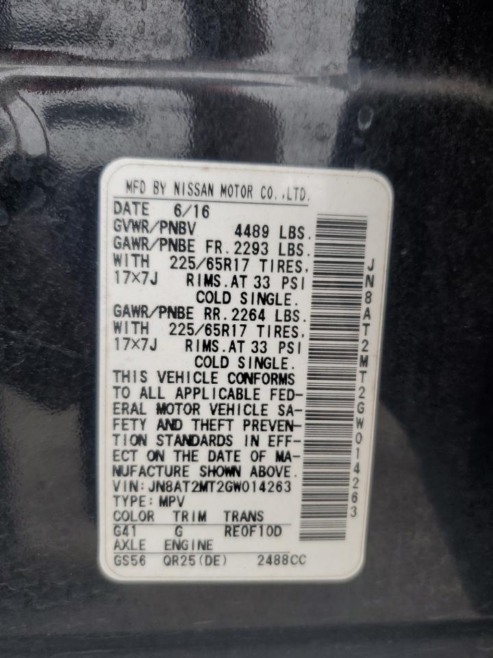 2016 Nissan Rogue S VIN: JN8AT2MT2GW014263 Lot: 85889345