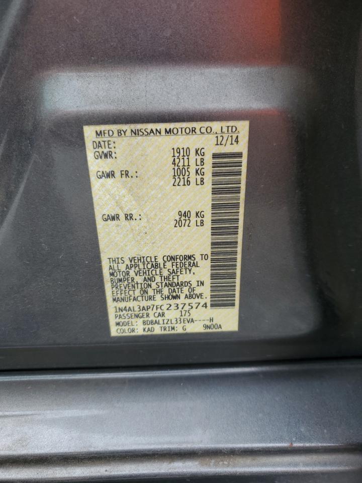 2015 Nissan Altima 2.5 VIN: 1N4AL3AP7FC237574 Lot: 85846745