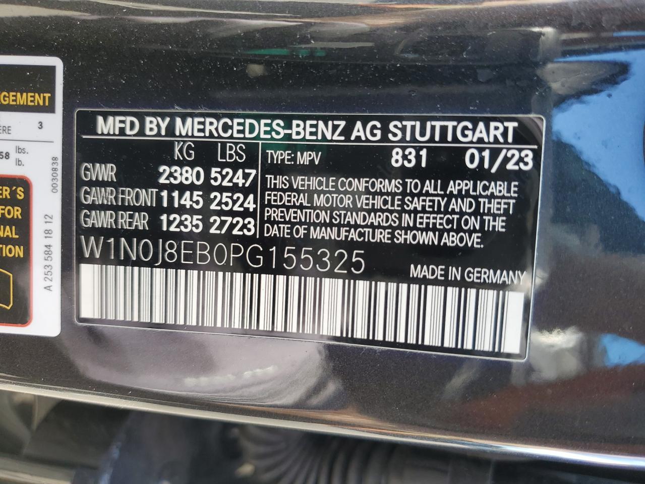 2023 Mercedes-Benz Glc Coupe 300 4Matic VIN: W1N0J8EB0PG155325 Lot: 87456195