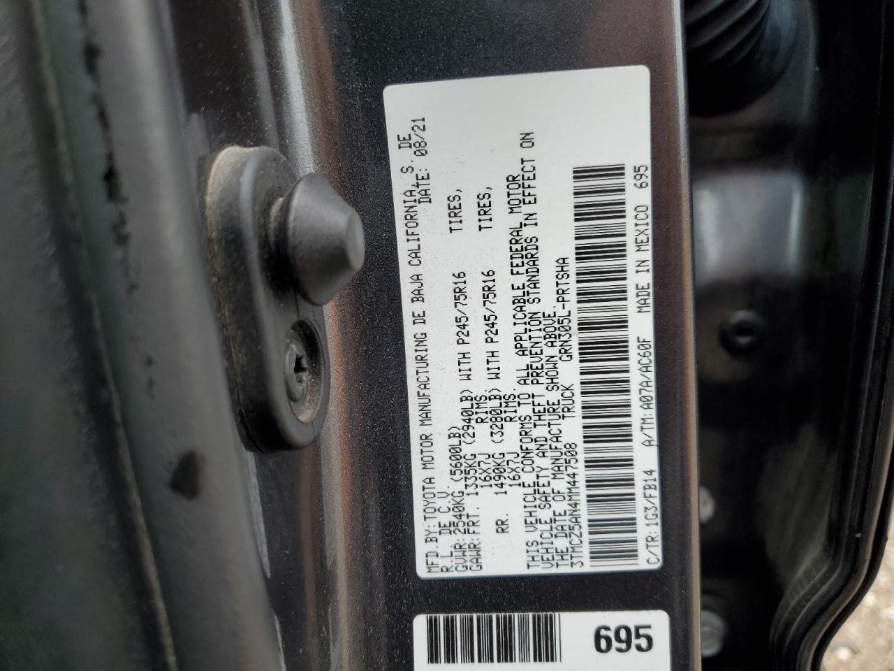 2021 Toyota Tacoma Double Cab VIN: 3TMCZ5AN4MM447508 Lot: 85124695