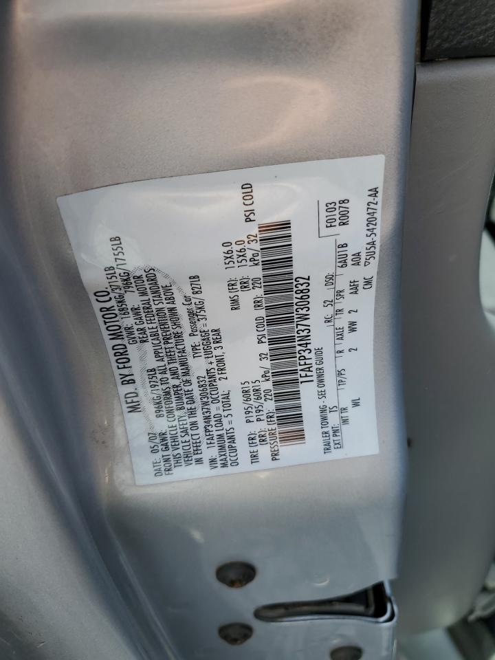 2007 Ford Focus Zx4 VIN: 1FAFP34N37W306832 Lot: 81959465