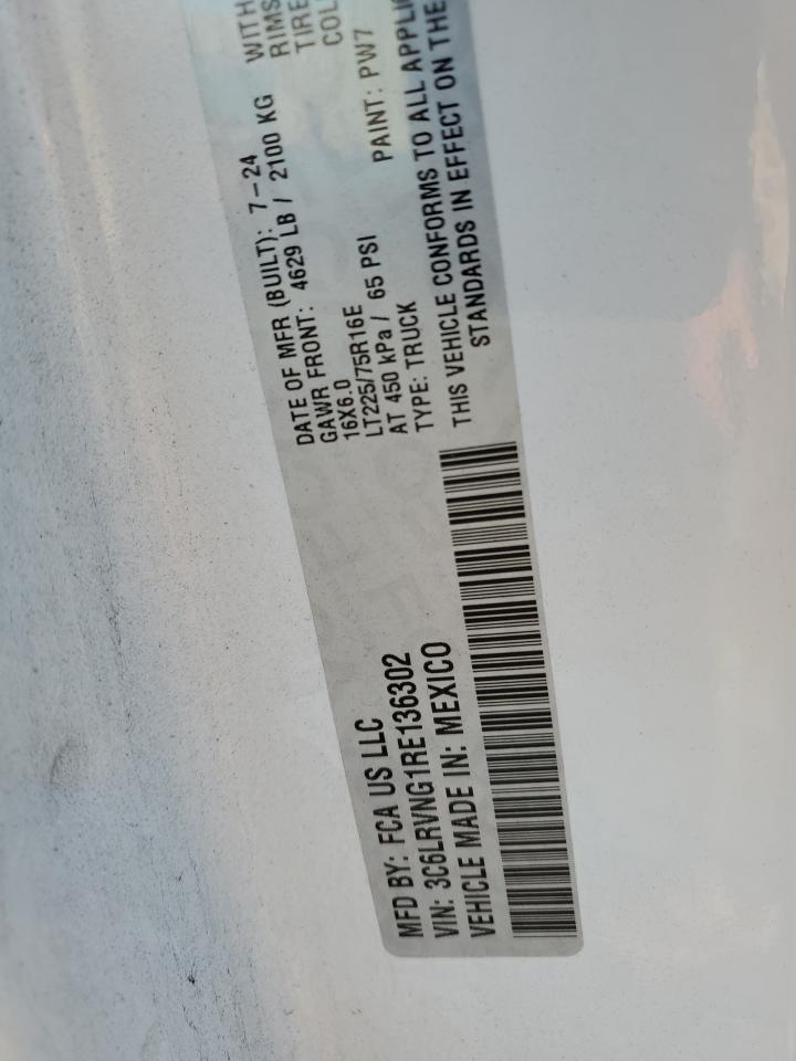 2024 Ram Promaster 1500 1500 Standard VIN: 3C6LRVNG1RE136302 Lot: 90411255