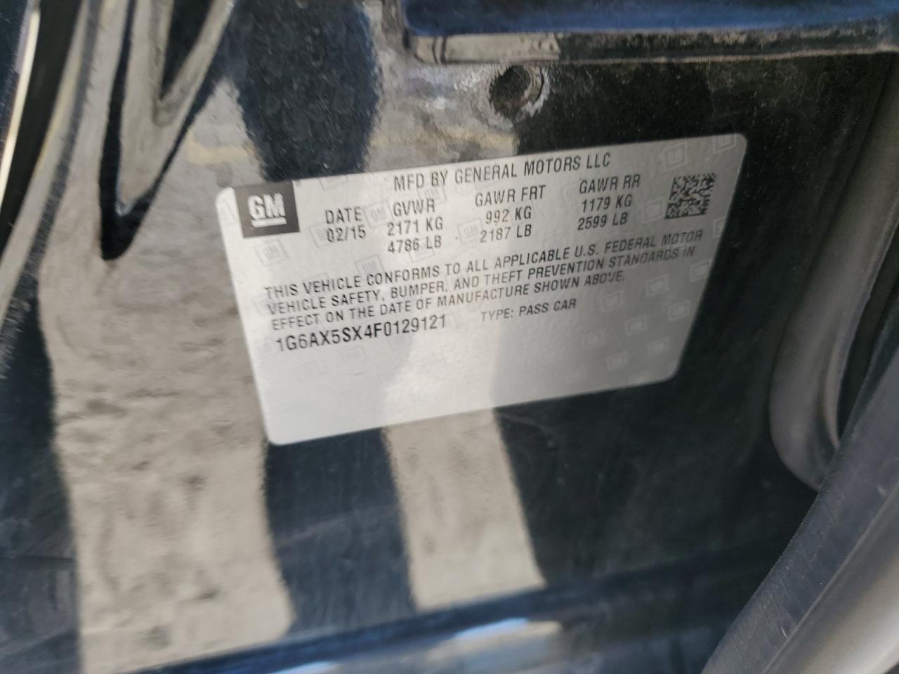 2015 Cadillac Cts Luxury Collection VIN: 1G6AX5SX4F0129121 Lot: 82348045