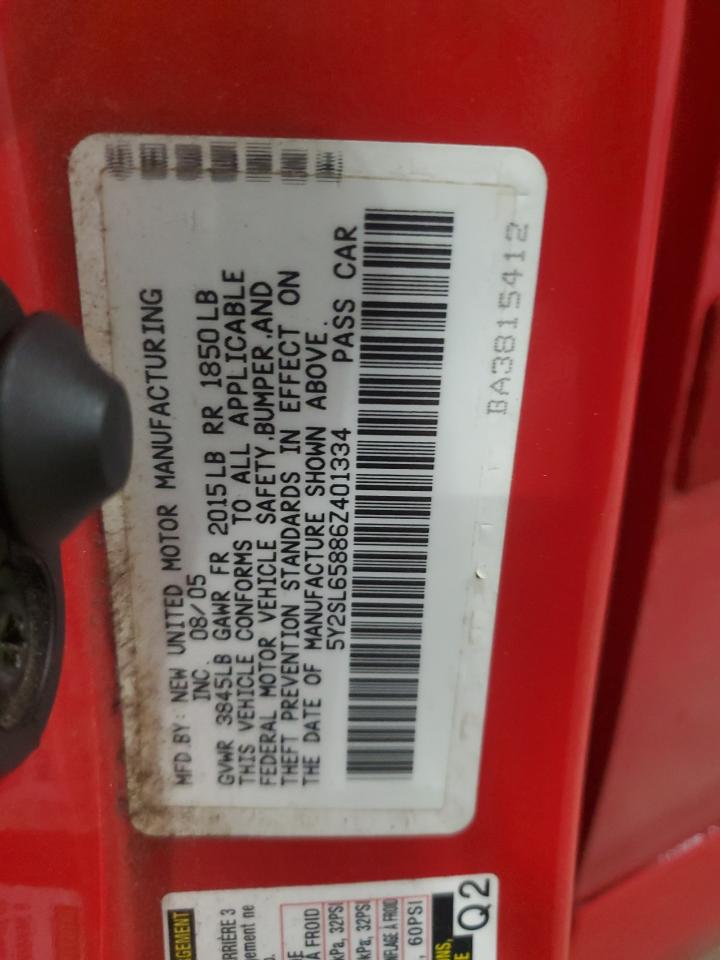 2006 Pontiac Vibe VIN: 5Y2SL65886Z401334 Lot: 89482755