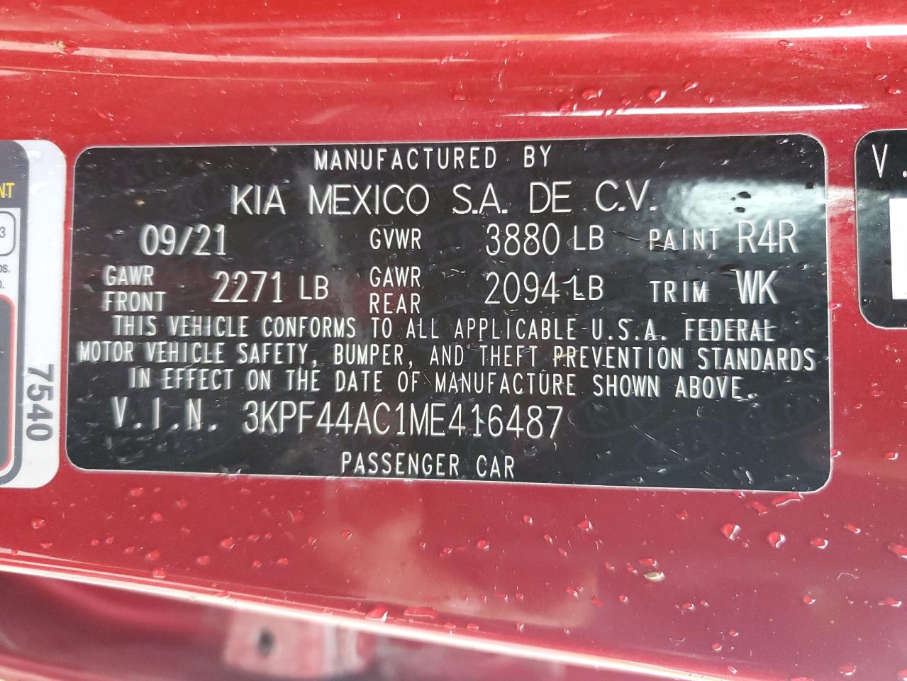 2021 Kia Forte Gt VIN: 3KPF44AC1ME416487 Lot: 90621315