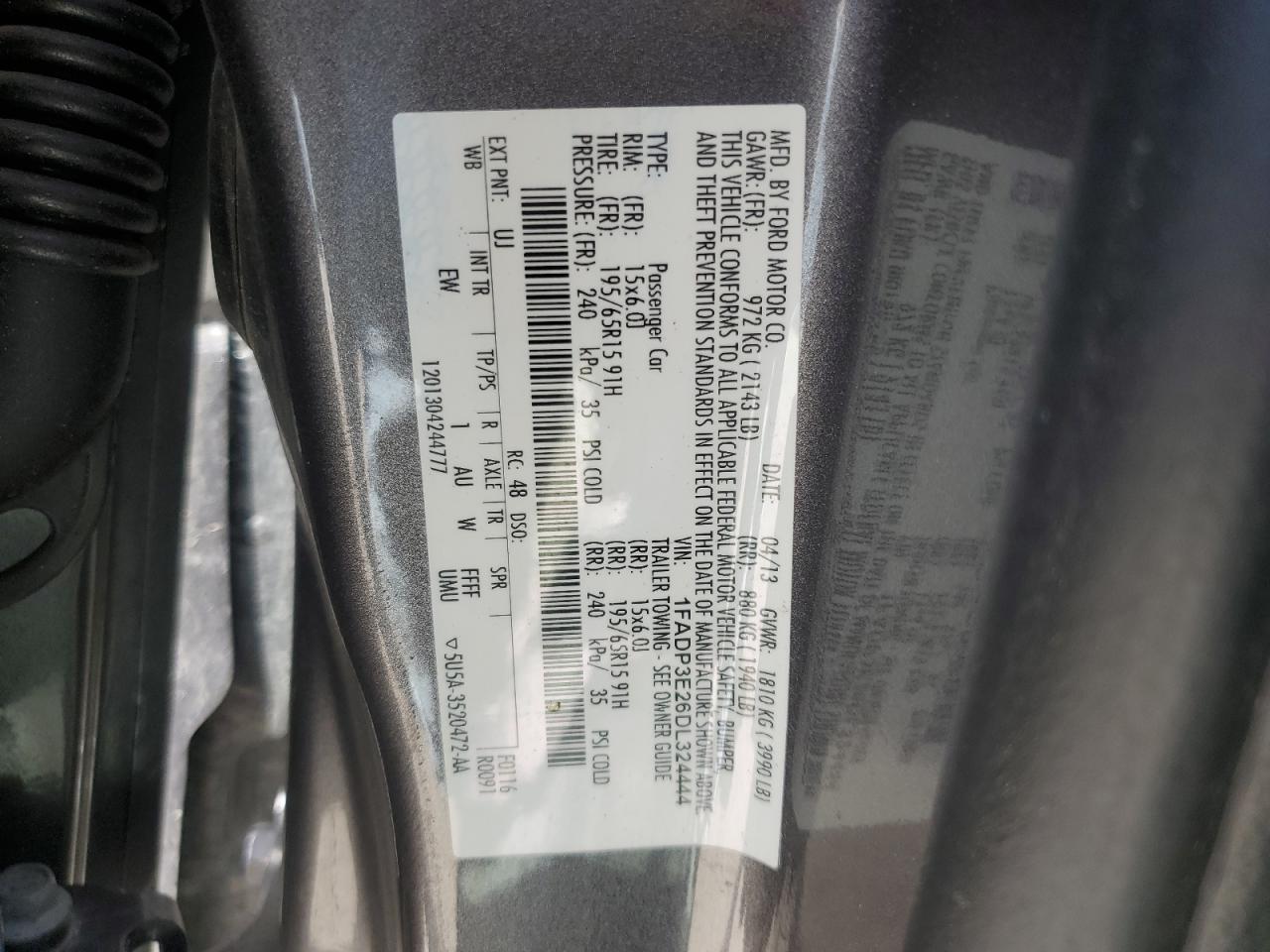 2013 Ford Focus S VIN: 1FADP3E26DL324444 Lot: 84766855