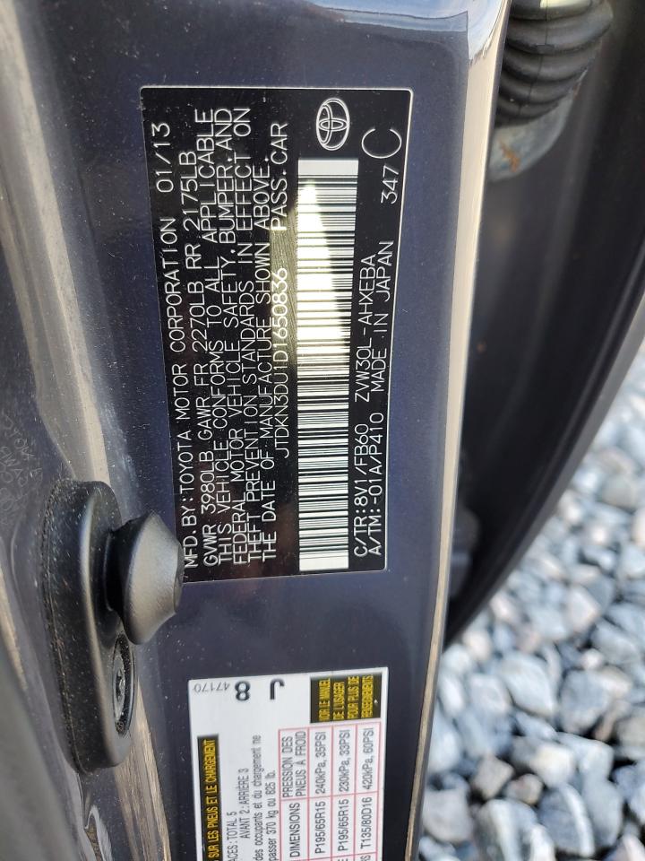 2013 Toyota Prius VIN: JTDKN3DU1D1650836 Lot: 82774365