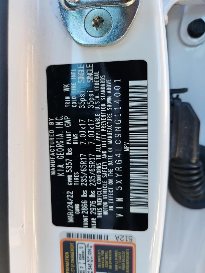 2022 Kia Sorento Lx VIN: 5XYRG4LC9NG114001 Lot: 87213015