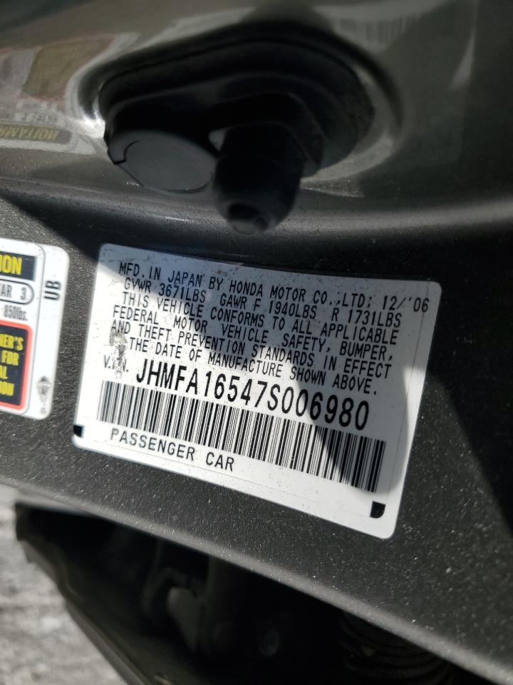 2007 Honda Civic Lx VIN: JHMFA16547S006980 Lot: 85375965