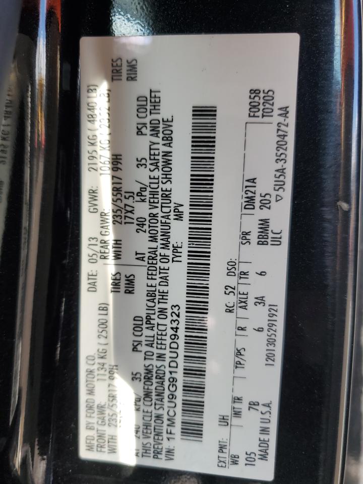 2013 Ford Escape Se VIN: 1FMCU9G91DUD94323 Lot: 89824725