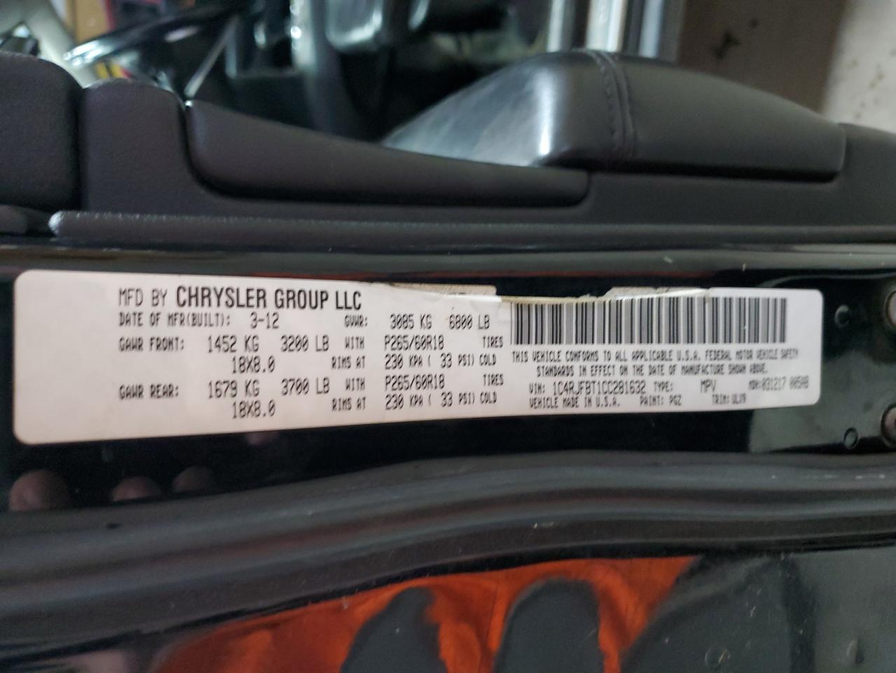 2012 Jeep Grand Cherokee Limited VIN: 1C4RJFBT1CC281632 Lot: 85119285