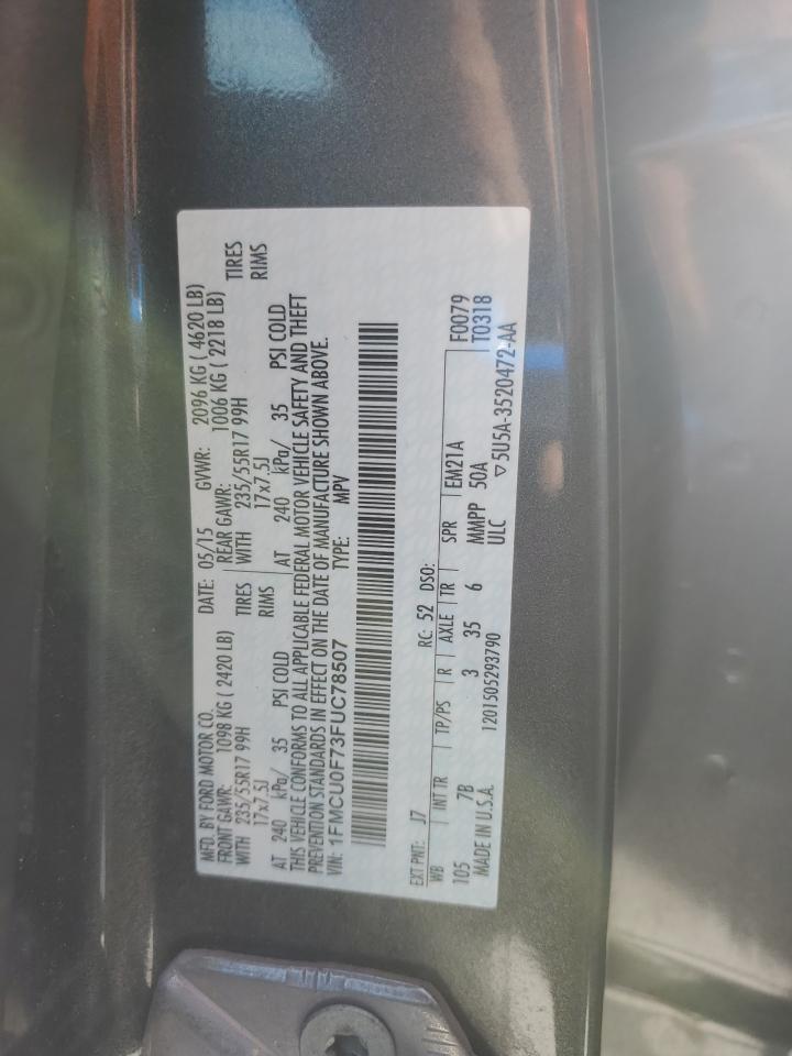 2015 Ford Escape S VIN: 1FMCU0F73FUC78507 Lot: 82509855