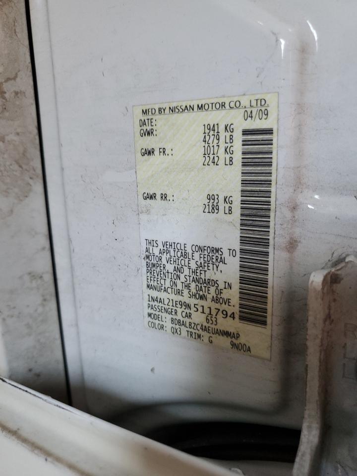 2009 Nissan Altima 2.5 VIN: 1N4AL21E99N511794 Lot: 85763845