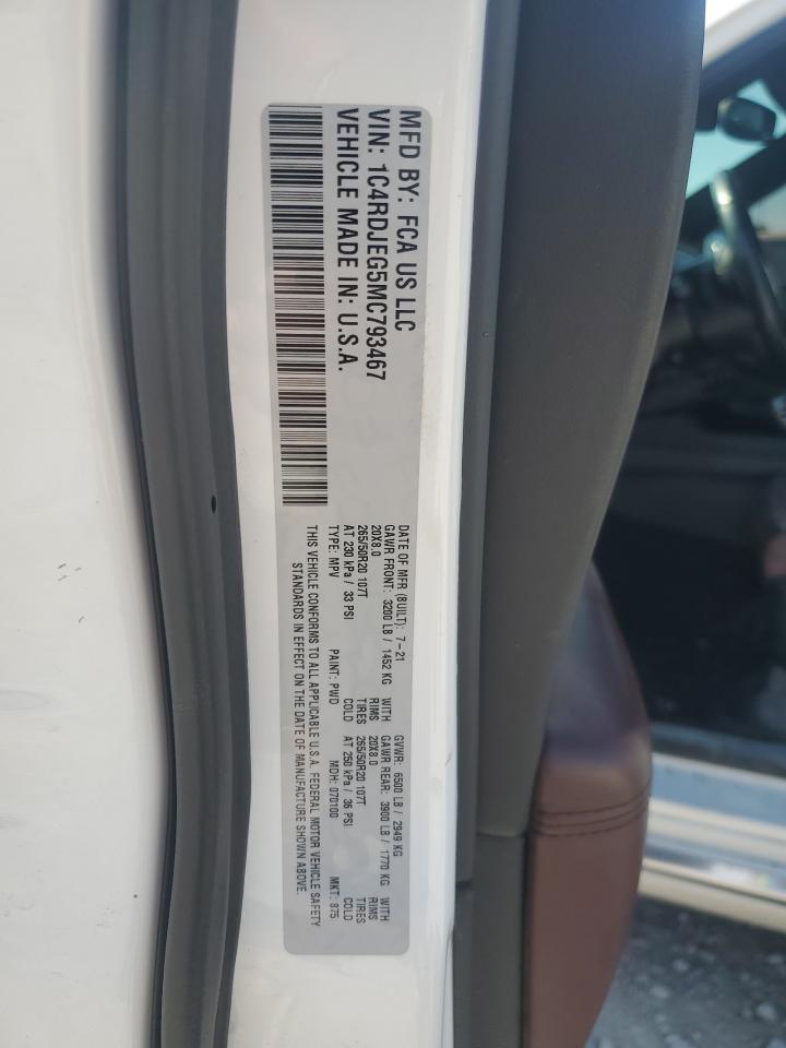 2021 Dodge Durango Citadel VIN: 1C4RDJEG5MC793467 Lot: 89557185