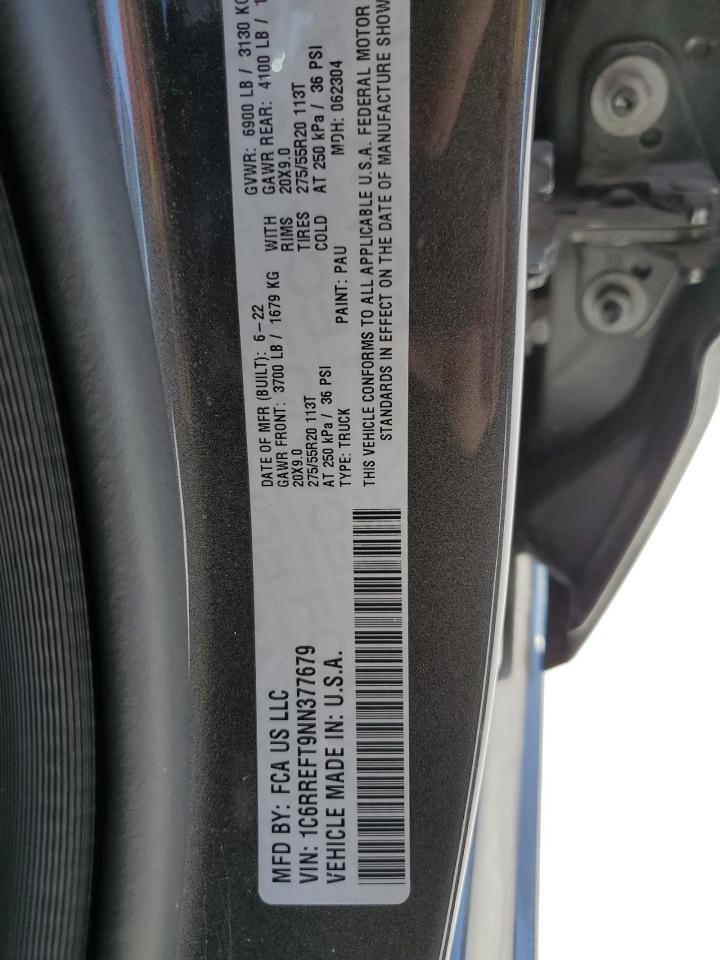 2022 Ram 1500 Big Horn/Lone Star VIN: 1C6RREFT9NN377679 Lot: 82707355