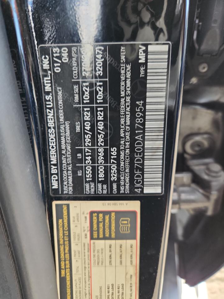 2013 Mercedes-Benz Gl 550 4Matic VIN: 4JGDF7DE0DA178954 Lot: 85283825