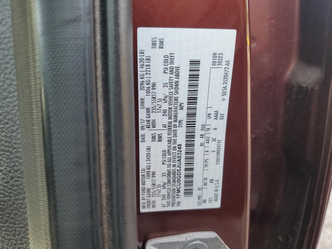 2018 Ford Escape Se VIN: 1FMCU0GD5JUA03248 Lot: 83922545