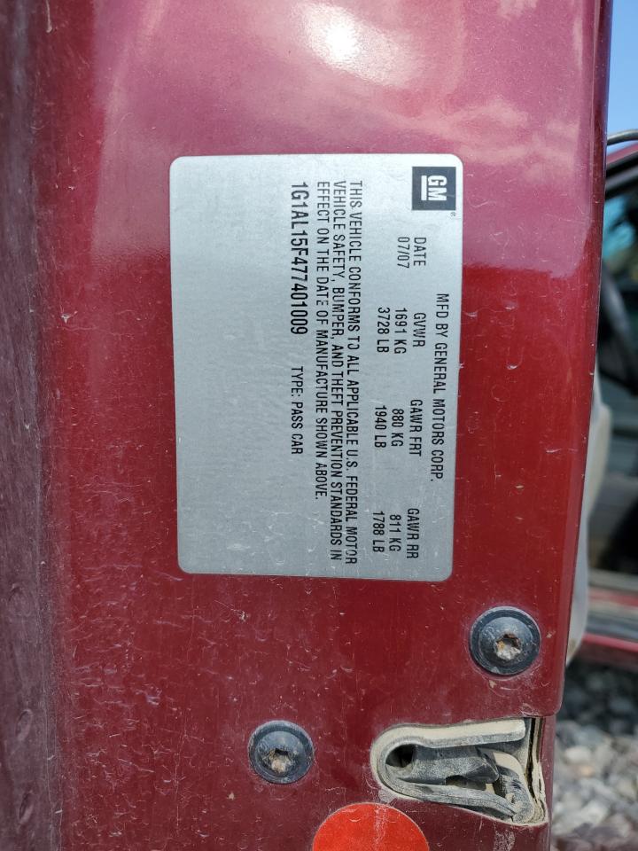 2007 Chevrolet Cobalt Lt VIN: 1G1AL15F477401009 Lot: 84774325