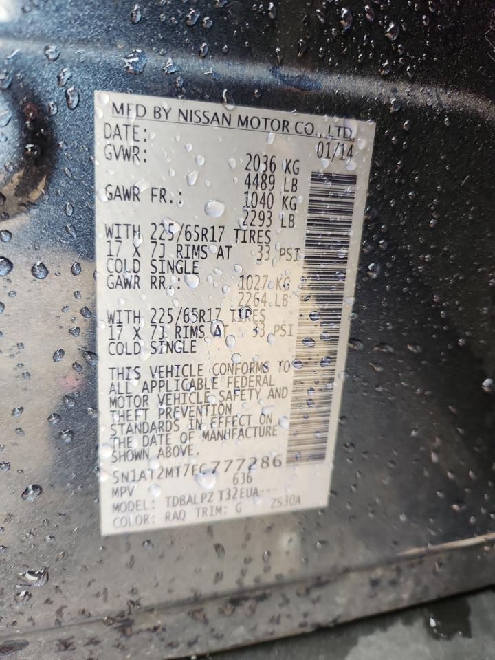 2014 Nissan Rogue S VIN: 5N1AT2MT7EC777286 Lot: 85718625