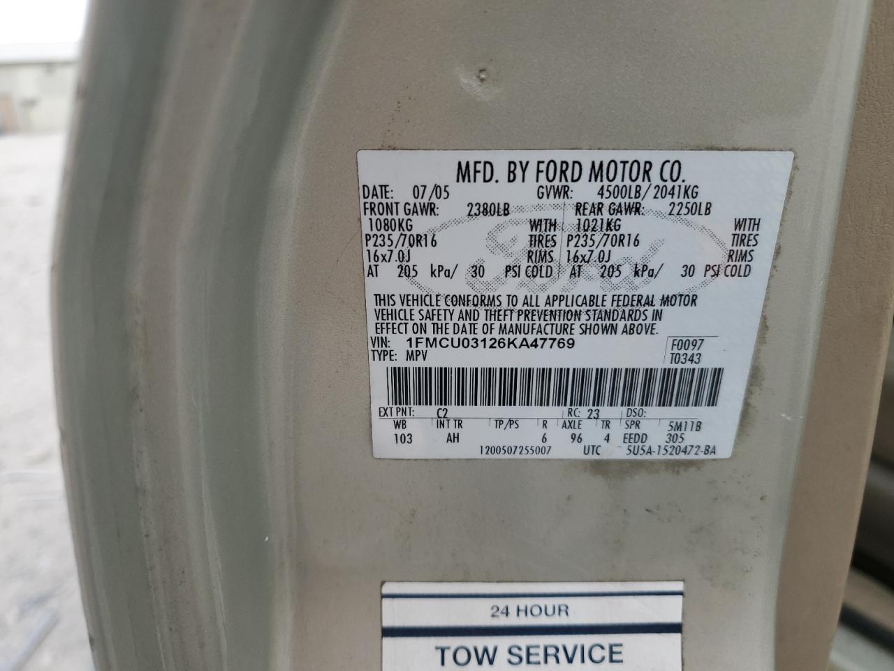 2006 Ford Escape Xlt VIN: 1FMCU03126KA47769 Lot: 85563115