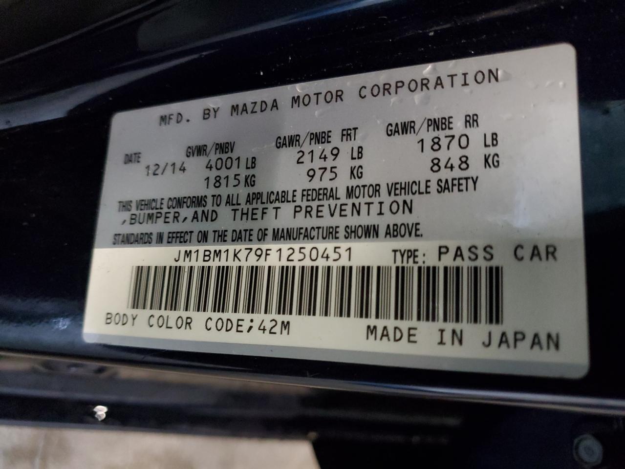 2015 Mazda 3 Sport VIN: JM1BM1K79F1250451 Lot: 82379935