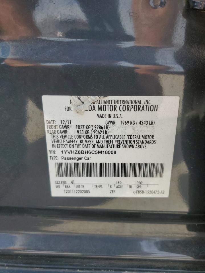 2012 Mazda 6 I VIN: 1YVHZ8BH6C5M18008 Lot: 87216175