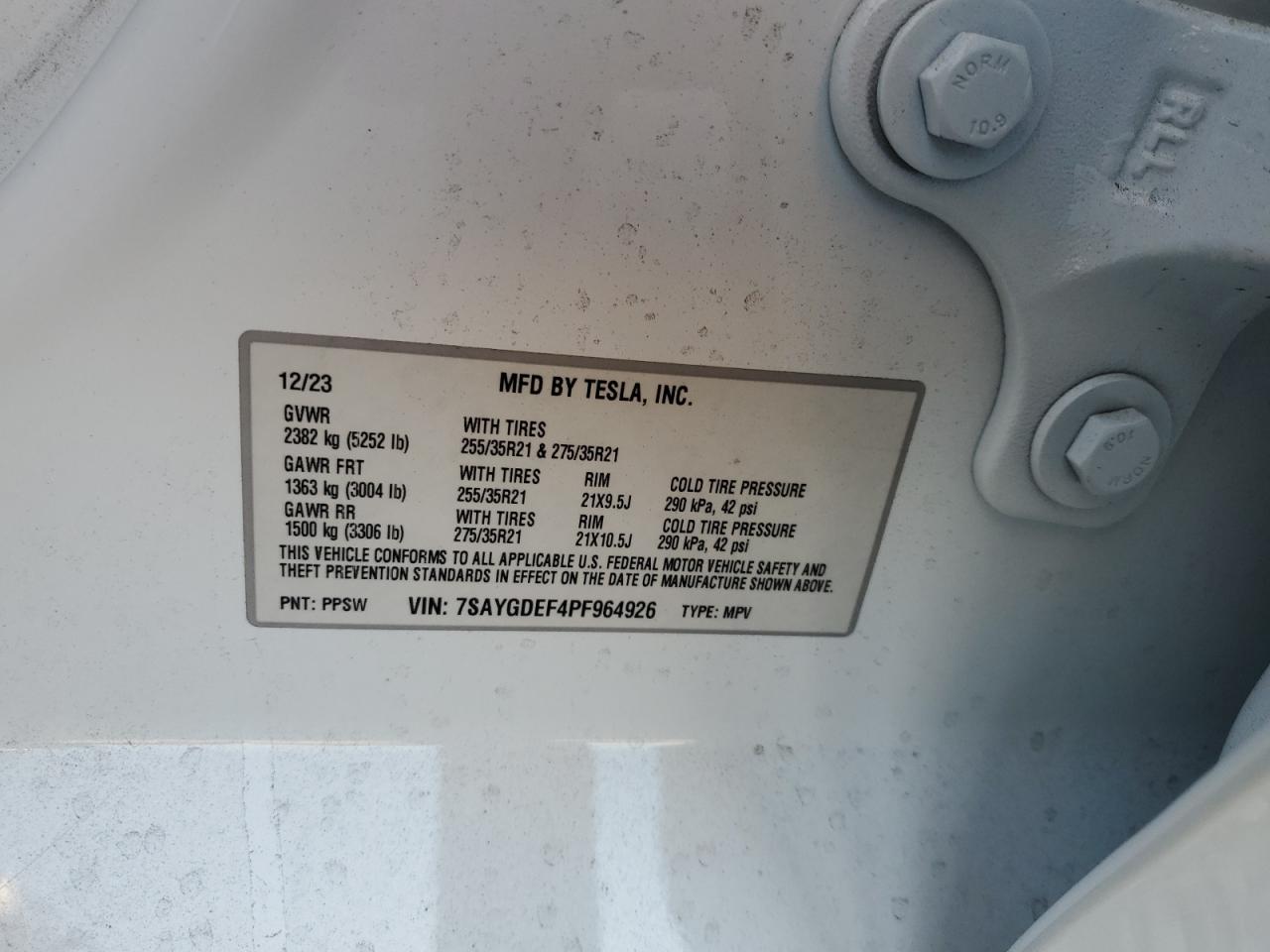 2023 Tesla Model Y VIN: 7SAYGDEF4PF964926 Lot: 84703235