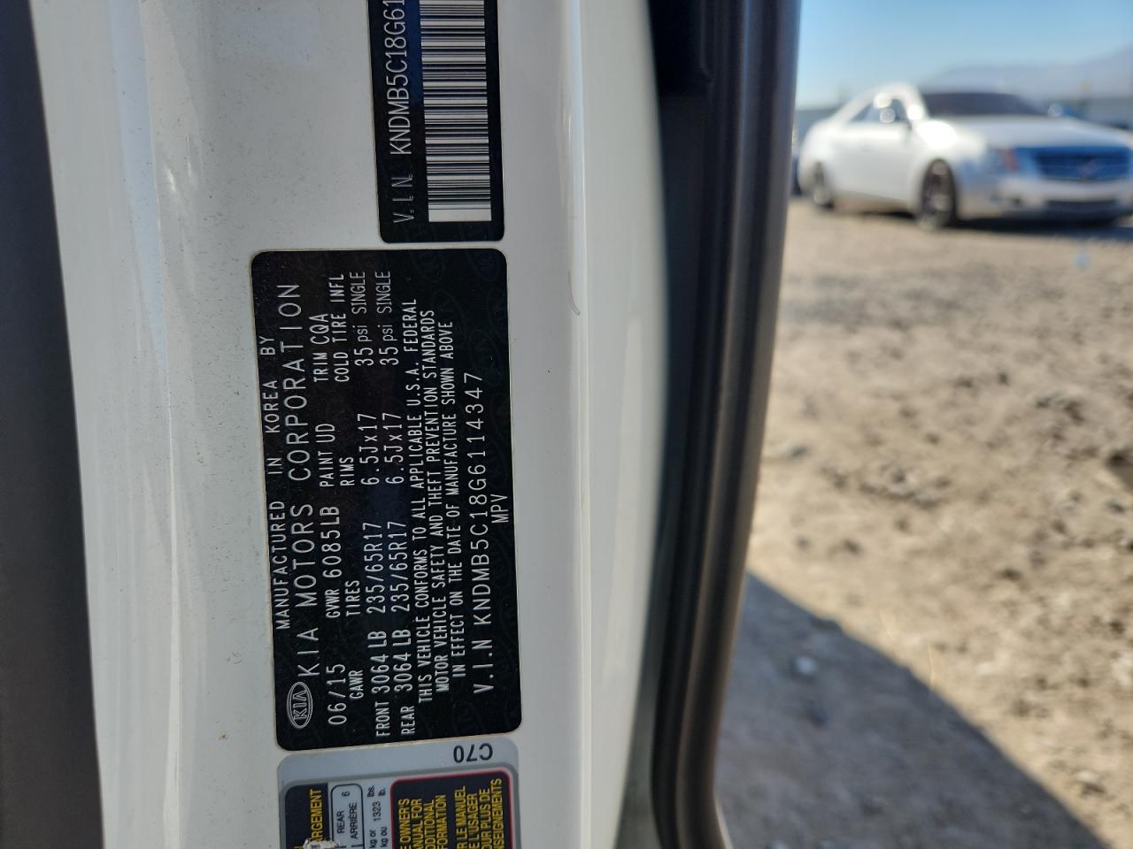 2016 Kia Sedona Lx VIN: KNDMB5C18G6114347 Lot: 85955715